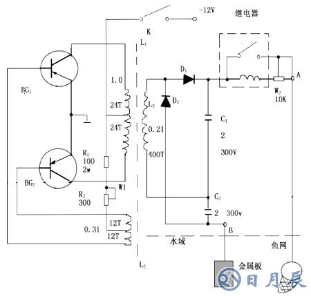 場(chǎng)效應(yīng)管捕魚機(jī)電路圖