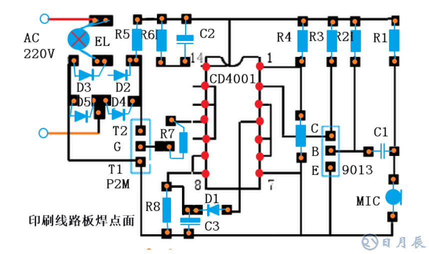 聲光控開關電路及線路板圖