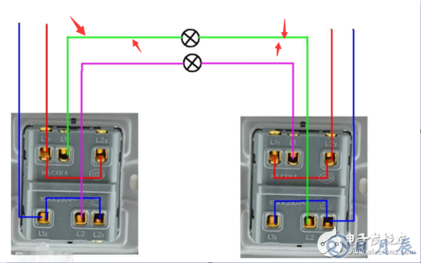 雙開電燈開關(guān)怎么接線